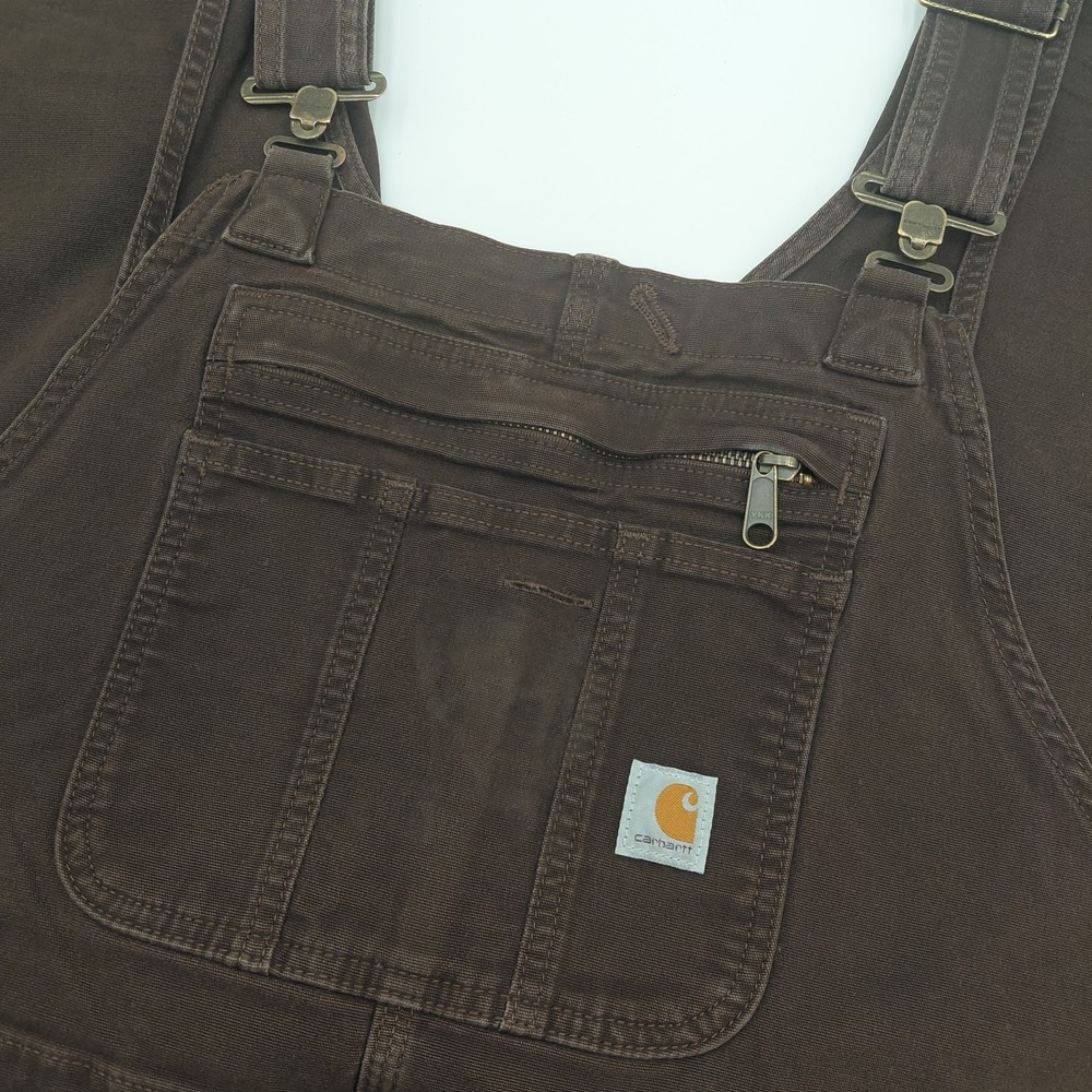 Carhartt Womens Duck Bib Overalls OR2438-W 1X Loose Fit Dark Brown 16W/18W Chore - Picture 2 of 8